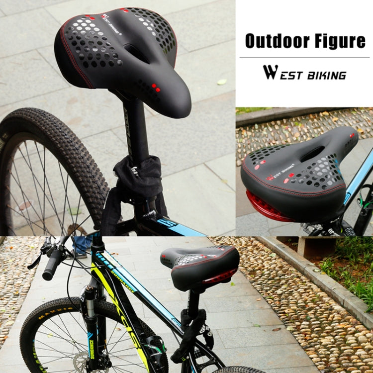 WEST BIKING YP0801083 Bicycle Taillight Thickened Soft And Comfortable Mountain Bike Seat Cushion(BlackRed) - Bicycle Saddle by WEST BIKING | Online Shopping UK | buy2fix