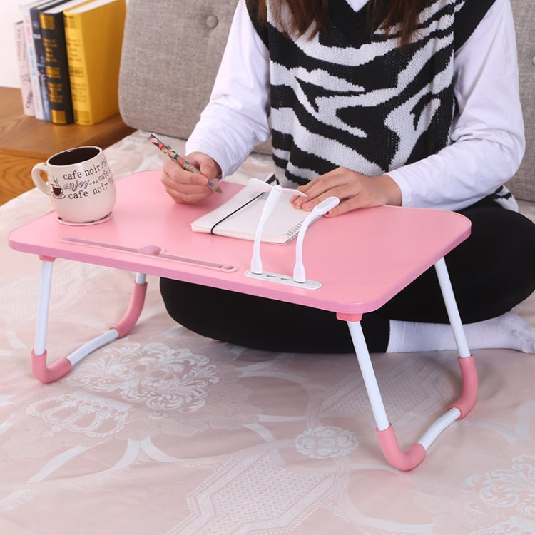 USB Folding Computer Desk With Fan & Lamp, Size: 60x40x28cm(Teenage Pink) - Computer & Networking by buy2fix | Online Shopping UK | buy2fix