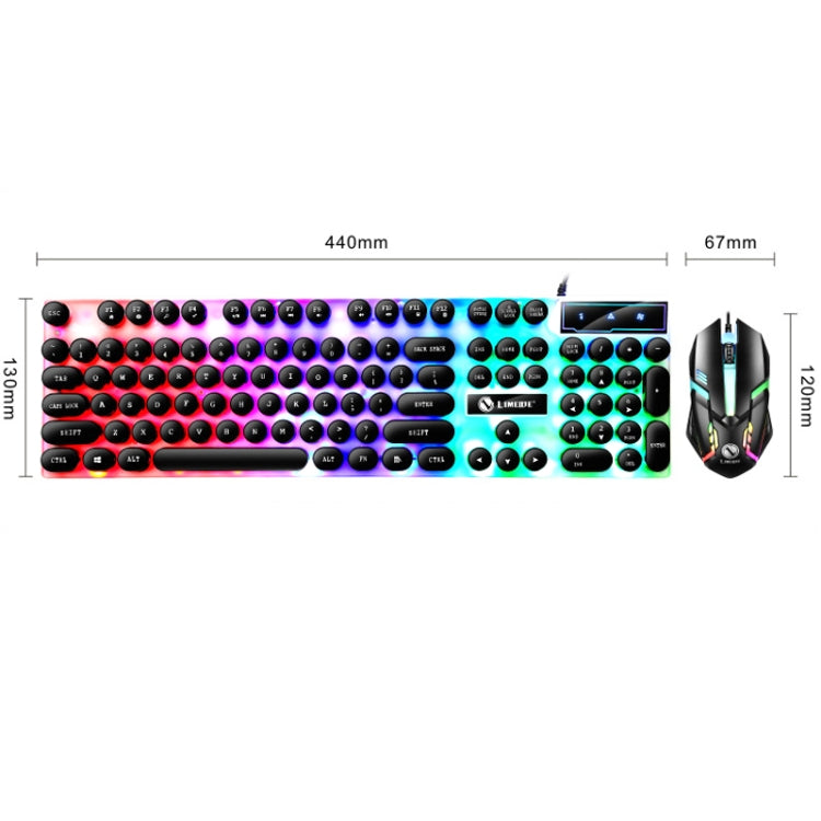 LIMEIDE GTX300 104 Keys Retro Round Key Cap USB Wired Mouse Keyboard, Cable Length: 1.4m, Colour: Punk Set White - Wired Keyboard by LIMEIDE | Online Shopping UK | buy2fix