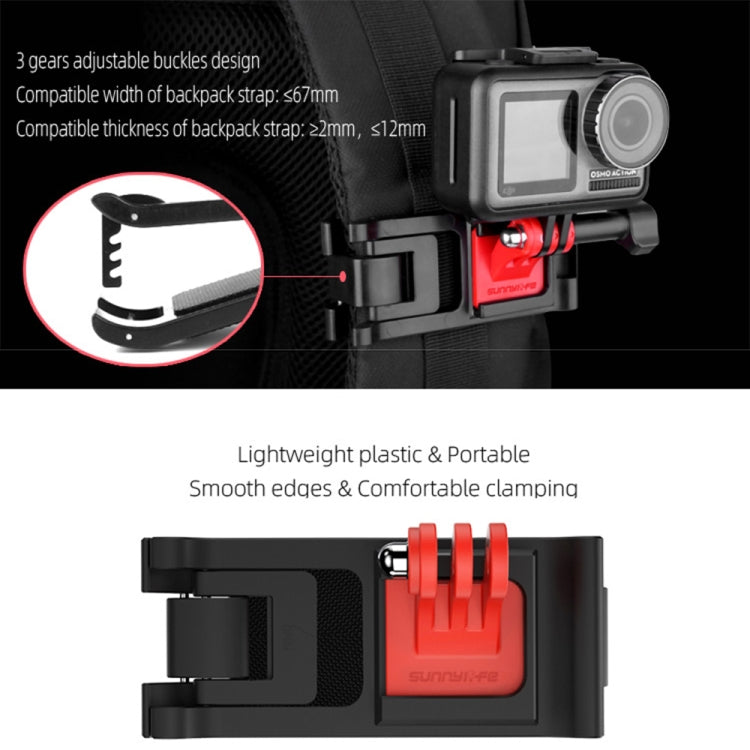 Sunnylife TY-Q9266 for Insta360 GO / DJI Osmo Action / GoPro Mount Bracket Stabilizer Backpack Clip with Screw - DJI & GoPro Accessories by Sunnylife | Online Shopping UK | buy2fix