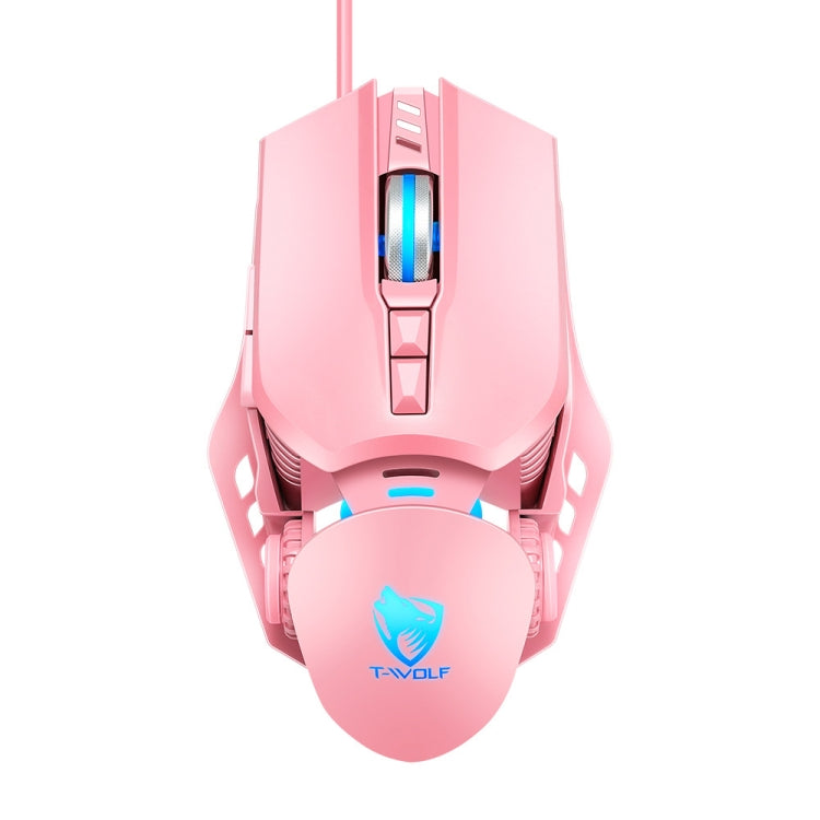 T-WOLF G530 USB Interface 7-Buttons 6400 DPI Wired Mouse Mechanical Gaming Macro Definition 4-Color Breathing Light Gaming Mouse, Cable Length: 1.5m( Pink) - Wired Mice by T-WOLF | Online Shopping UK | buy2fix