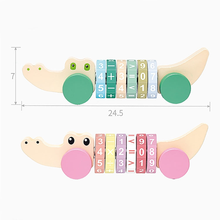 Children Number Puzzle Arithmetic Multicolor Rotating Shaft Baby Early Education Wooden Teaching Kids, Style: Crocodile Pink - Math Toys by buy2fix | Online Shopping UK | buy2fix