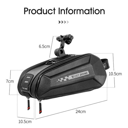 1.8L West Biking Cycling Tail Bag Bicycle Hard Shell Bag Quick Release Bracket Bag Silicone Non-Slip Large Capacity Tail Bag(Black) - Bicycle Bags by WEST BIKING | Online Shopping UK | buy2fix