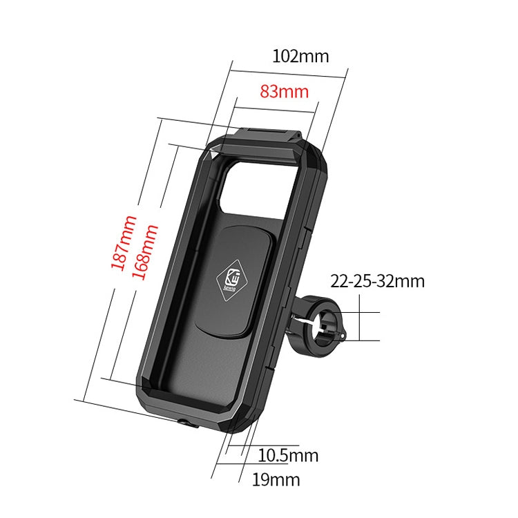 Kewig Bicycle Motorcycle Waterproof Box Mobile Phone Bracket Riding Touch Mobile Phone Fixed Seat(M18L-B1 Large Handlebar Installation) - Holder by Kewig | Online Shopping UK | buy2fix