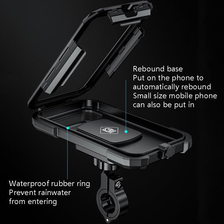 Kewig Bicycle Motorcycle Waterproof Box Mobile Phone Bracket Riding Touch Mobile Phone Fixed Seat(M18L-B1 Large Handlebar Installation) - Holder by Kewig | Online Shopping UK | buy2fix