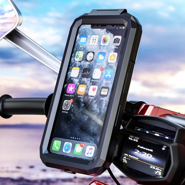 Kewig Bicycle Motorcycle Waterproof Box Mobile Phone Bracket Riding Touch Mobile Phone Fixed Seat(M18L-B1 Large Handlebar Installation) - Holder by Kewig | Online Shopping UK | buy2fix