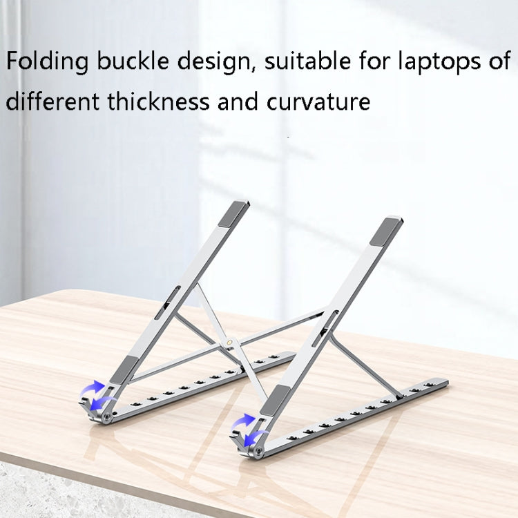Oatsbasf V01 Portable Metal Laptop Cooling Bracket Aluminum Alloy Folding Adjustable Lifting Stand(Silver) - Computer & Networking by Oatsbasf | Online Shopping UK | buy2fix
