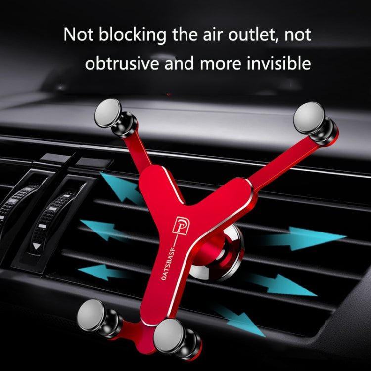 OATSBASF Car Air Outlet Gravity Mobile Phone Holder Snap-On Metal Bracket(Red) - Car Holders by OATSBASF | Online Shopping UK | buy2fix