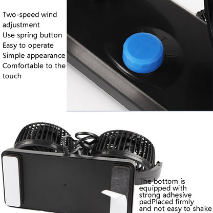 Car Fan Portable Mini Adjustable Car Double-Headed Electric Fan, Colour: Blue USB Universal - Heating & Fans by buy2fix | Online Shopping UK | buy2fix