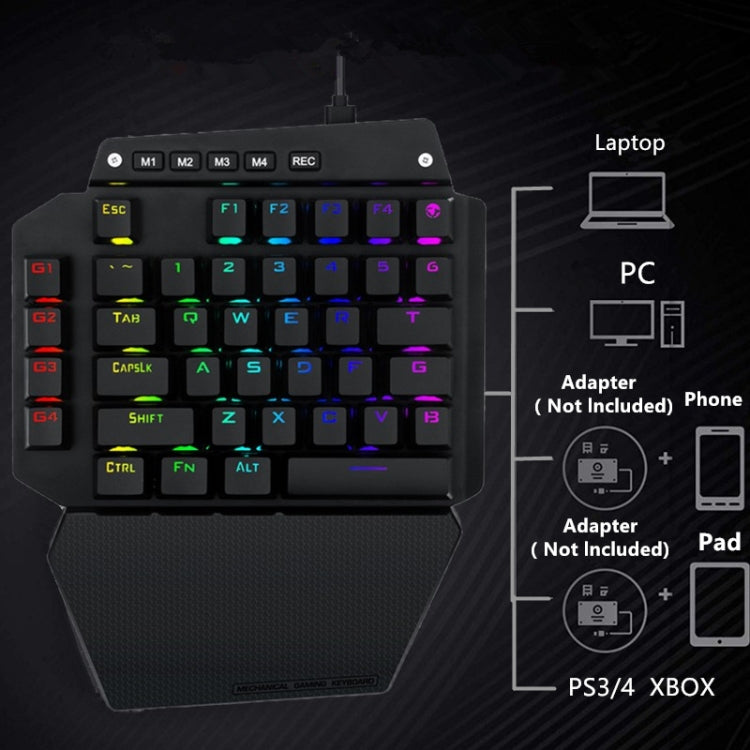 K700 44 Keys RGB Luminous Switchable Axis Gaming One-Handed Keyboard, Cable Length: 1m(Black Shaft) - Wired Keyboard by buy2fix | Online Shopping UK | buy2fix