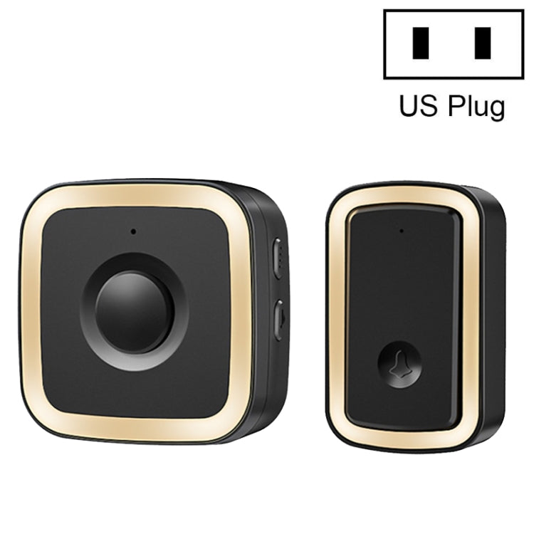 CACAZI A58 1 For 1 Smart Wireless Doorbell without Battery, Plug:US Plug(Black Gold) - Security by CACAZI | Online Shopping UK | buy2fix