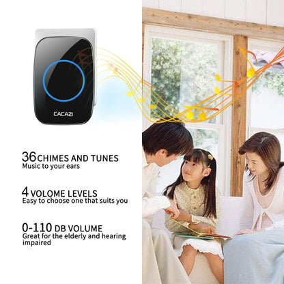 CACAZI H10 1 For 1 Wireless Smart Doorbell without Battery, Plug:UK Plug(Black) - Security by CACAZI | Online Shopping UK | buy2fix