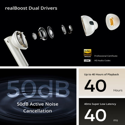 Realme Buds Air5 Pro 3D Spatial Sound Active Noise Reduction Wireless Bluetooth Earphones(Gold White) - Bluetooth Earphone by Realme | Online Shopping UK | buy2fix