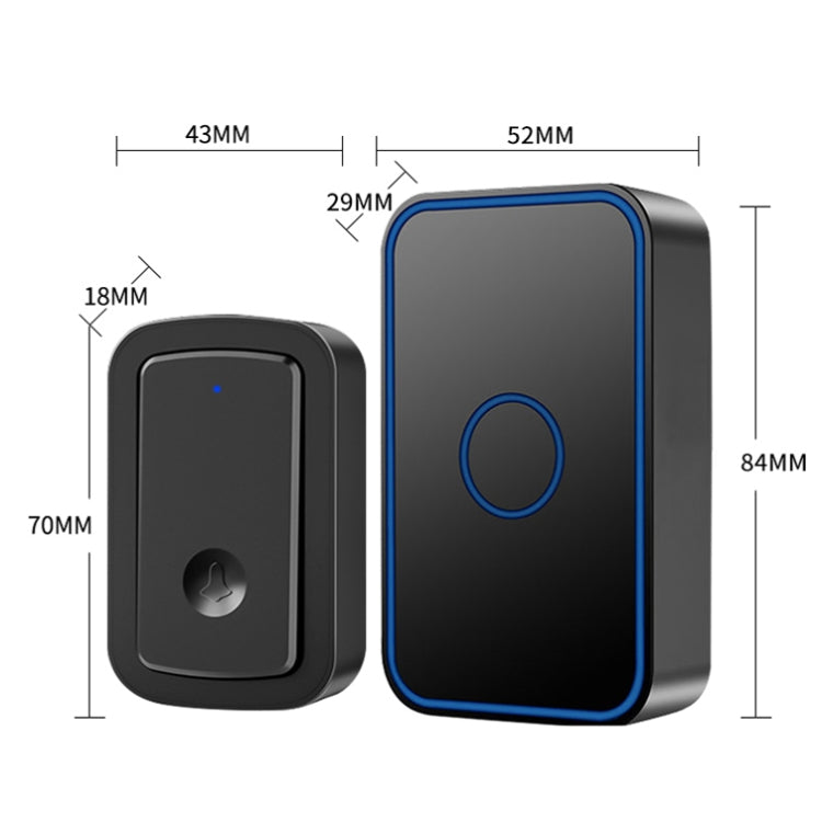 CACAZI  A19 1 For 3 Wireless Music Doorbell without Battery, UK Plug(Black) - Security by CACAZI | Online Shopping UK | buy2fix
