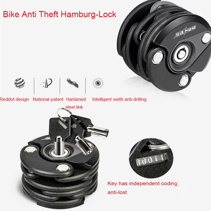 SAHOO Bicycle Anti-Theft Lock Mountain Bike Fixed Folding Lock Chain Lock Creative Hamburger Lock(Black) - Bicycle Locks & Bicycle Pumps by SAHOO | Online Shopping UK | buy2fix