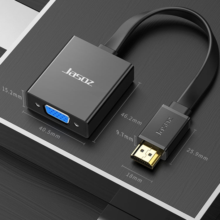 2 PCS Jasoz 1080P HDMI To VGA Converter Oxygen-Free Copper Core, Colour: With Audio (Black) - Converter by Jasoz | Online Shopping UK | buy2fix