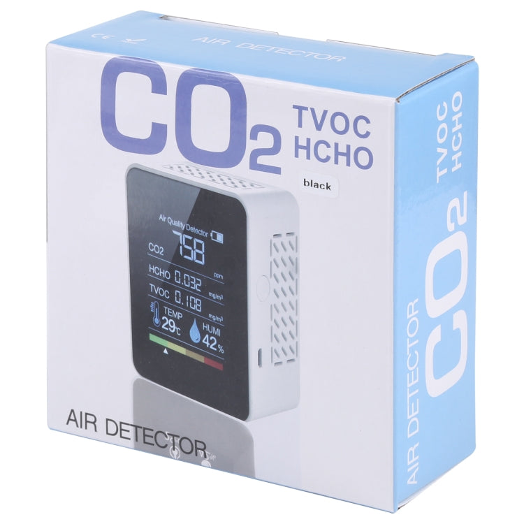 TVOC1 Portable CO2 Air Quality Formaldehyde Carbon Dioxide Detector Indoor Temperature Hygrometer with LED Digital Display(Black) - Consumer Electronics by buy2fix | Online Shopping UK | buy2fix