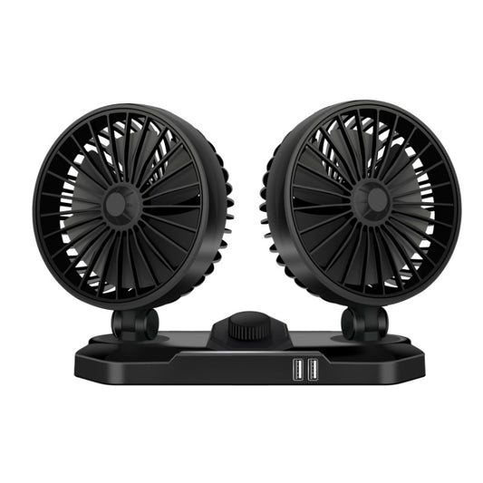 F558 With USB Mobile Phone Charging Car Fan 12/24V Car Truck Double Shaking Head Fan(Double Head 12V) - In Car by buy2fix | Online Shopping UK | buy2fix