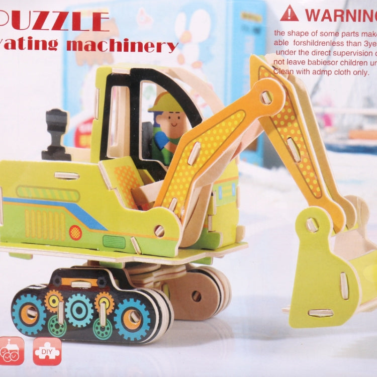 3 PCS 512 Children Wooden Assembled Car Engineering Vehicle Excavator Assembling Toy(Excavator) - Puzzle Toys by buy2fix | Online Shopping UK | buy2fix