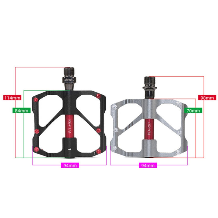 1 Pair PROMEND Mountain Bike Road Bike Bicycle Aluminum Pedals(PD-R87 Red) - Pedals by PROMEND | Online Shopping UK | buy2fix