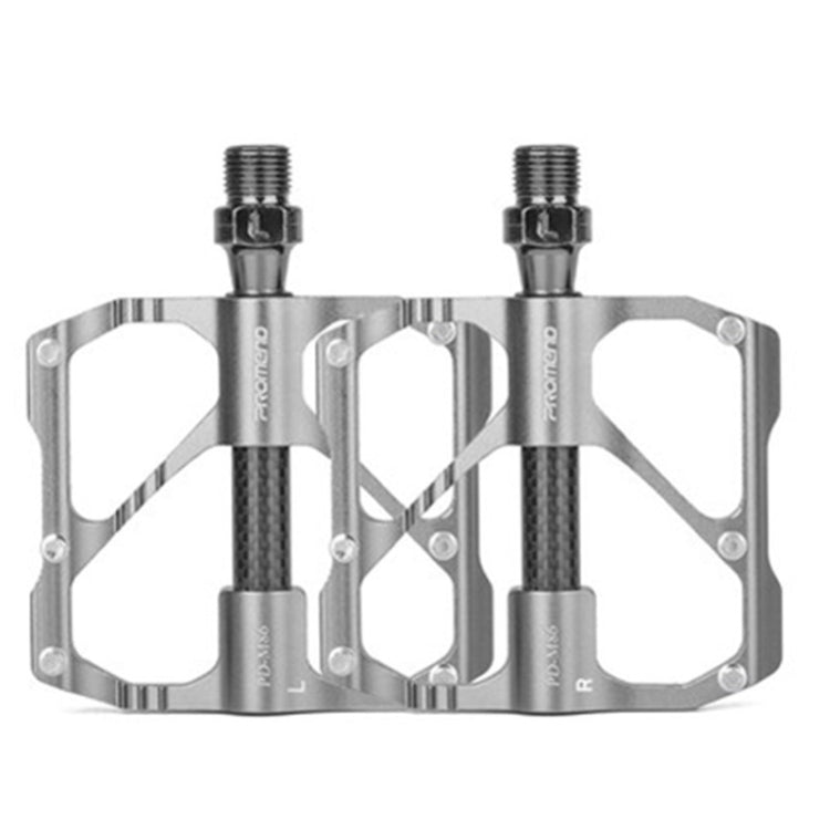 PD-M86C  1 Pair PROMEND Bicycle Road Bike Mountain Bike 3 Palin Carbon Fiber Bearing Pedal(Silver) - Pedals by PROMEND | Online Shopping UK | buy2fix