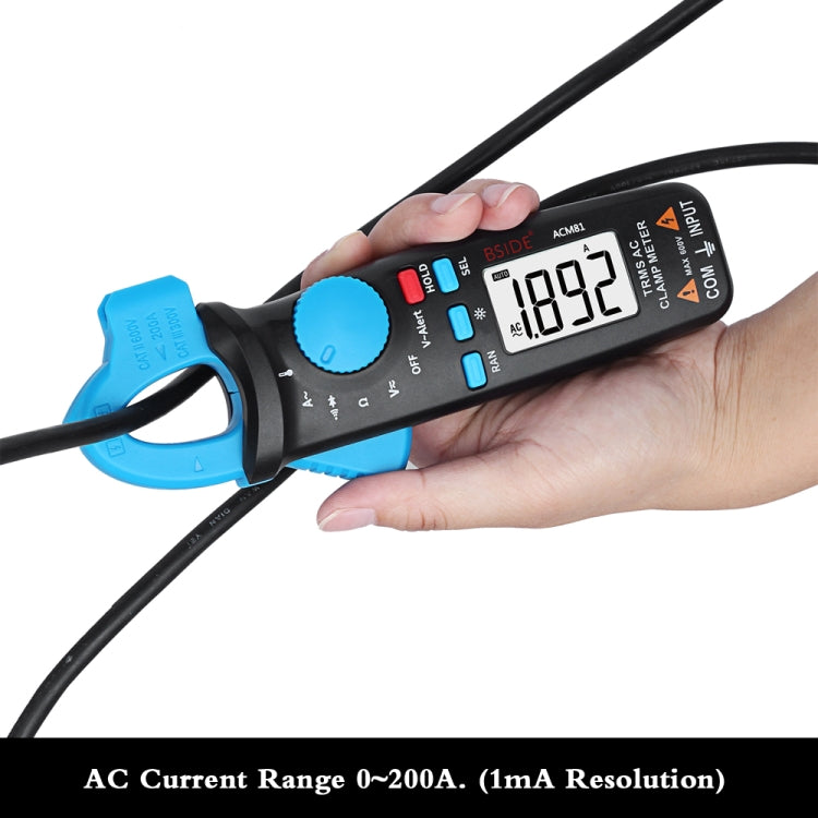 BSIDE ACM81 Digital Clamp Meter Auto-Rang 1mA Accuracy 200A Current DC AC Multimeter(Black) - Consumer Electronics by BSIDE | Online Shopping UK | buy2fix