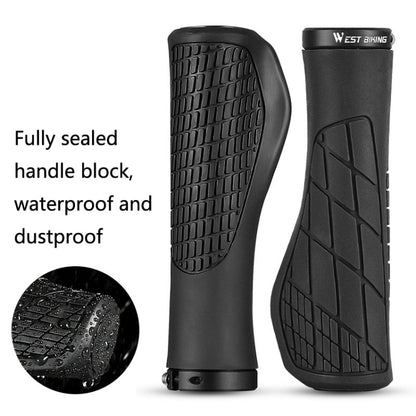 1 Pair WEST BIKING YP0804060 Bicycle Grips Mountain Bike Non-Slip Rubber Grips(Black) - Bicycle Grips by WEST BIKING | Online Shopping UK | buy2fix