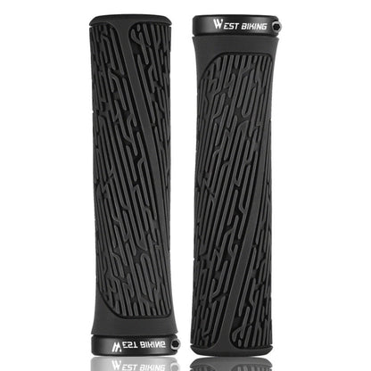 1 Pair WEST BIKING YP0804061 Bicycle Anti-Slip Shock Absorber Grip Mountain Bike Rubber Handlebar Cover(Black) - Bicycle Grips by WEST BIKING | Online Shopping UK | buy2fix