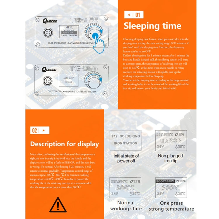QUECOO T12-956 1.3-Inch Screen Electric Soldering Iron Soldering Station With P9 Handle, EU Plug (White Handle) - Electric Soldering Iron by QUECOO | Online Shopping UK | buy2fix