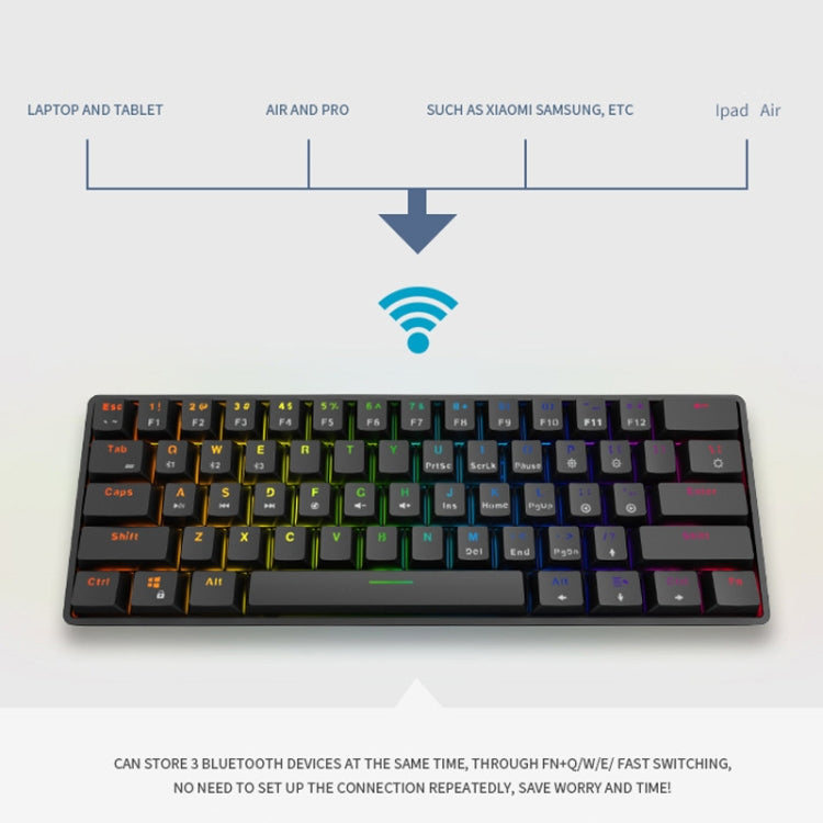 LEAVEN K28 61 Keys Gaming Office Computer RGB Wireless Bluetooth + Wired Dual Mode Mechanical Keyboard, Cabel Length:1.5m, Colour: Red Axis (Blue) - Wireless Keyboard by LEAVEN | Online Shopping UK | buy2fix