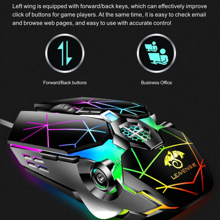 LEAVEN 7 Keys 4000DPI USB Wired Computer Office Luminous RGB Mechanical Gaming Mouse, Cabel Length:1.5m, Colour: S30 White - Wired Mice by LEAVEN | Online Shopping UK | buy2fix