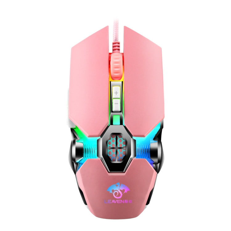 LEAVEN 7 Keys 4000DPI USB Wired Computer Office Luminous RGB Mechanical Gaming Mouse, Cabel Length:1.5m, Colour: S30 Pink - Wired Mice by LEAVEN | Online Shopping UK | buy2fix