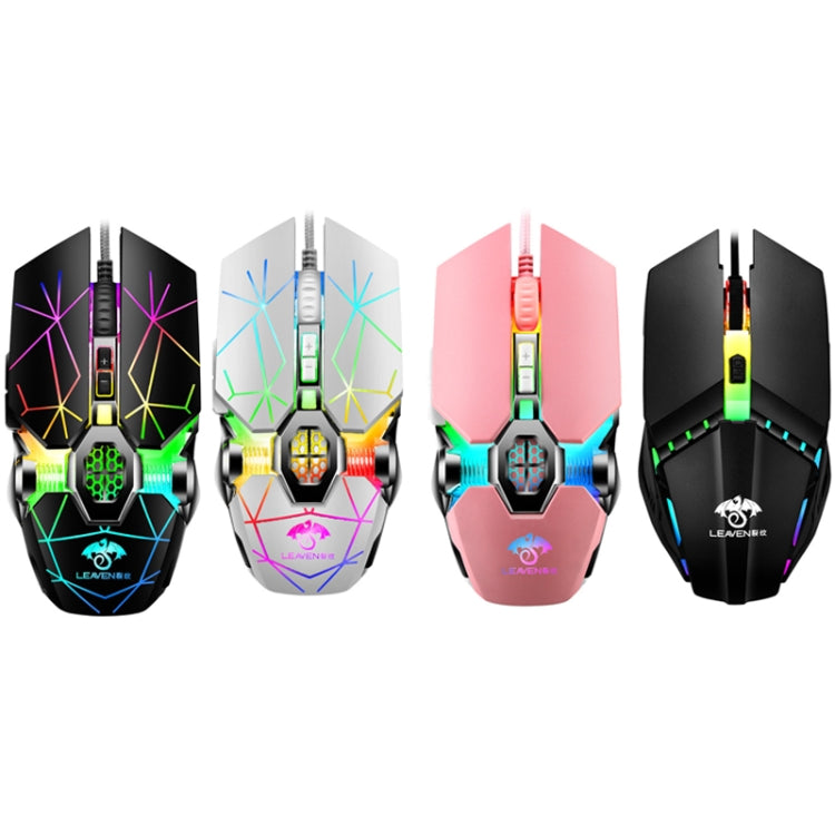 LEAVEN 7 Keys 4000DPI USB Wired Computer Office Luminous RGB Mechanical Gaming Mouse, Cabel Length:1.5m, Colour: S10 Black - Wired Mice by LEAVEN | Online Shopping UK | buy2fix