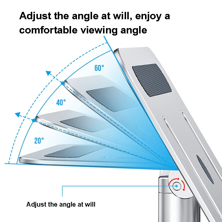 Oatsbasf 03597 Aluminum Alloy Notebook Heightening Bracket Notebook Computer Lifting Heat Dissipation Bracket Mobile Folding Table,Style: Elite Version-Silver - Computer & Networking by Oatsbasf | Online Shopping UK | buy2fix