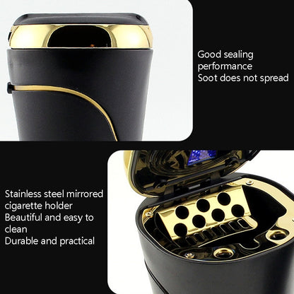 N09C Car Ashtray With Lamp And Cover Car Ashtray(Gold) - In Car by buy2fix | Online Shopping UK | buy2fix