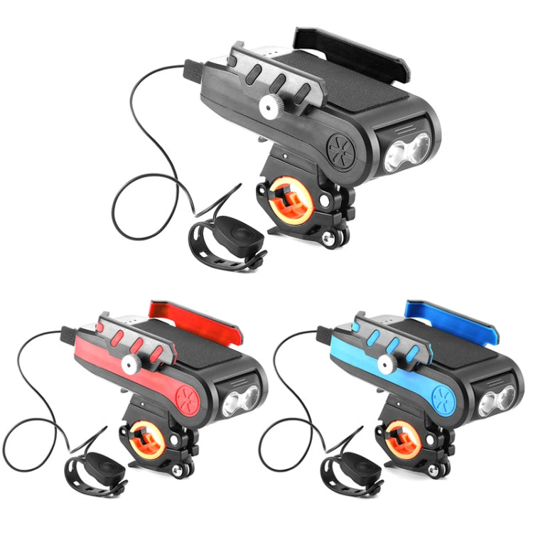 BG-2021 Bicycle Front Light 4 In 1 Mobile Phone Holder Horn Light Mountain Bike Front Light, Colour: 2400 MAH Blue - Headlights by buy2fix | Online Shopping UK | buy2fix