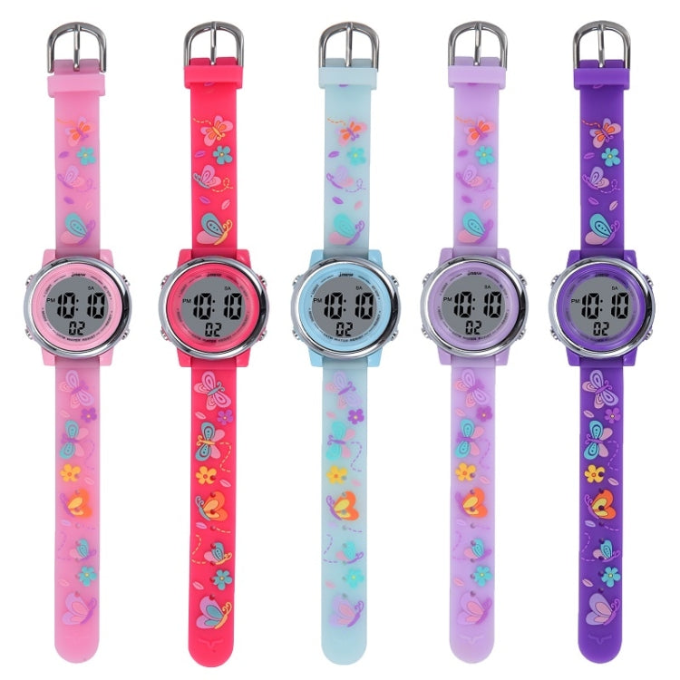 JNEW A86628 Student Cartoon 3D Butterfly Multi-Function Waterproof LED Sports Electronic Watch(Red) - Cartoon Watches by JNEW | Online Shopping UK | buy2fix