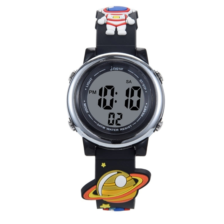 JNEW A380-86161 Children Cartoon 3D Space Planet Multifunctional Waterproof Sports LED Electronic Watch(Black) - Cartoon Watches by JNEW | Online Shopping UK | buy2fix