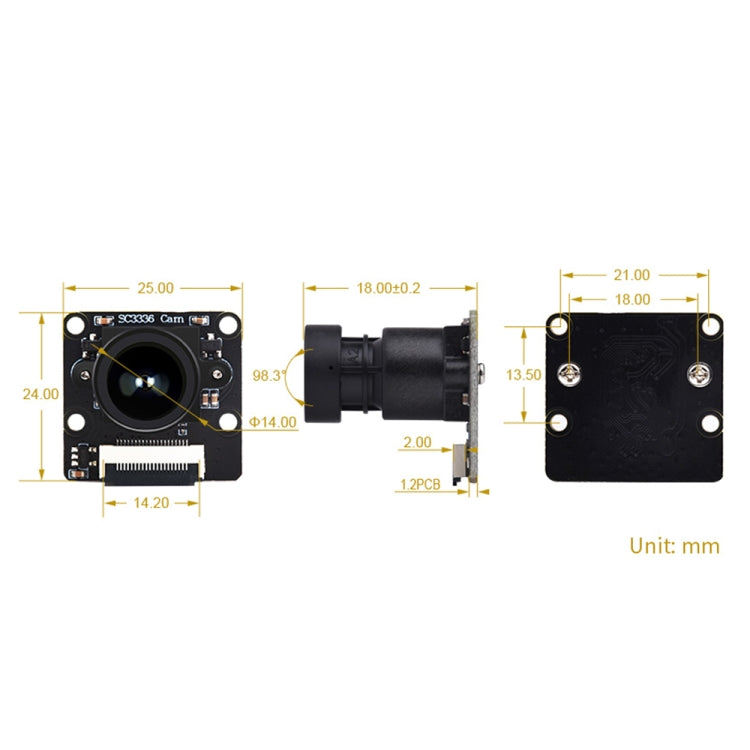 Waveshare 25553 SC3336 3MP 1/2.8-Inch F2.0 Camera Module (B) - Module by Waveshare | Online Shopping UK | buy2fix