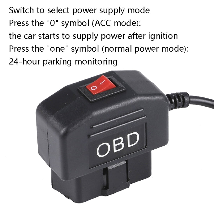 H508 OBD Car Charger Driving Recorder Power Cord 12/24V To 5V With Switch Low Pressure Protection Line, Specification: Mini Straight - In Car by buy2fix | Online Shopping UK | buy2fix