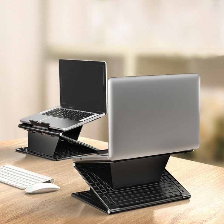 N5 Laptop Stand Portable Double-Layer Multi-Gear Adjustment Heightening Folding Plastic Heat Dissipation Bracket(Elegant Black) - Computer & Networking by buy2fix | Online Shopping UK | buy2fix