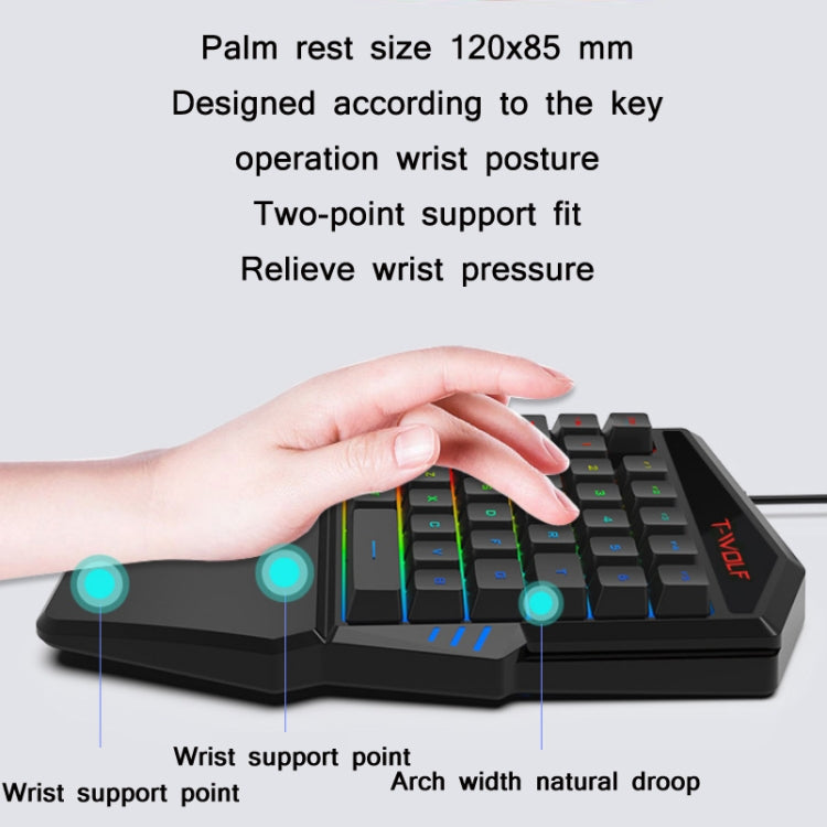 T-WOLF Mobile Gaming One-Handed Keyboard，Specification： Keyboard + Mouse + Throne - Wired Keyboard by T-WOLF | Online Shopping UK | buy2fix