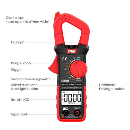TASI TA8315D Pincers Meter High-Precision Digital Ammeter - Consumer Electronics by TASI | Online Shopping UK | buy2fix