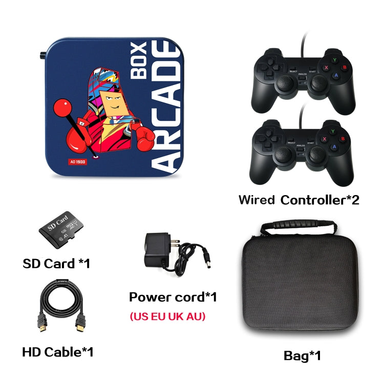 Arcade Box 64G Wired Video Game Machine Box 4K HD Display For PS1/PSP/N64/DC, EU Plug - Pocket Console by buy2fix | Online Shopping UK | buy2fix