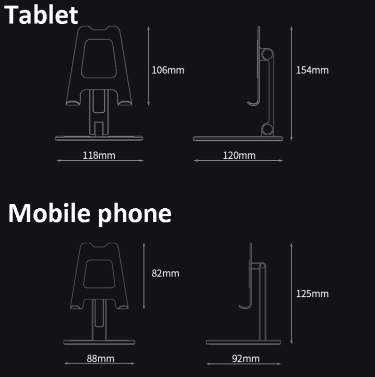 Boneruy P25 Aluminum Alloy Mobile Phone Tablet PC Stand,Style: Mobile Phone Silver - Desktop Holder by BONERUY | Online Shopping UK | buy2fix