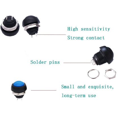 10 PCS Small Waterproof Self-Reset Button Switch(Black) - Consumer Electronics by buy2fix | Online Shopping UK | buy2fix