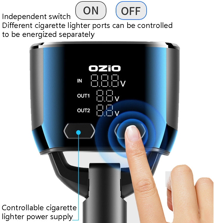 Ozio Car Charger Cigarette Lighter Conversion Plug USB Fast Flashing Charger, Model: CL48Q Black - In Car by buy2fix | Online Shopping UK | buy2fix