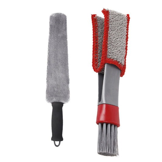 Car Air Outlet Cleaning Brush Interior Cleaning Tool, Style: Ruler Brush+Gray Red Brush - In Car by buy2fix | Online Shopping UK | buy2fix