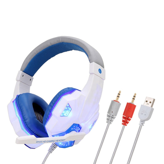 Soyto SY830 Computer Games Luminous Wired Headset, Color: For PC (White Blue) - Multimedia Headset by Soyto | Online Shopping UK | buy2fix