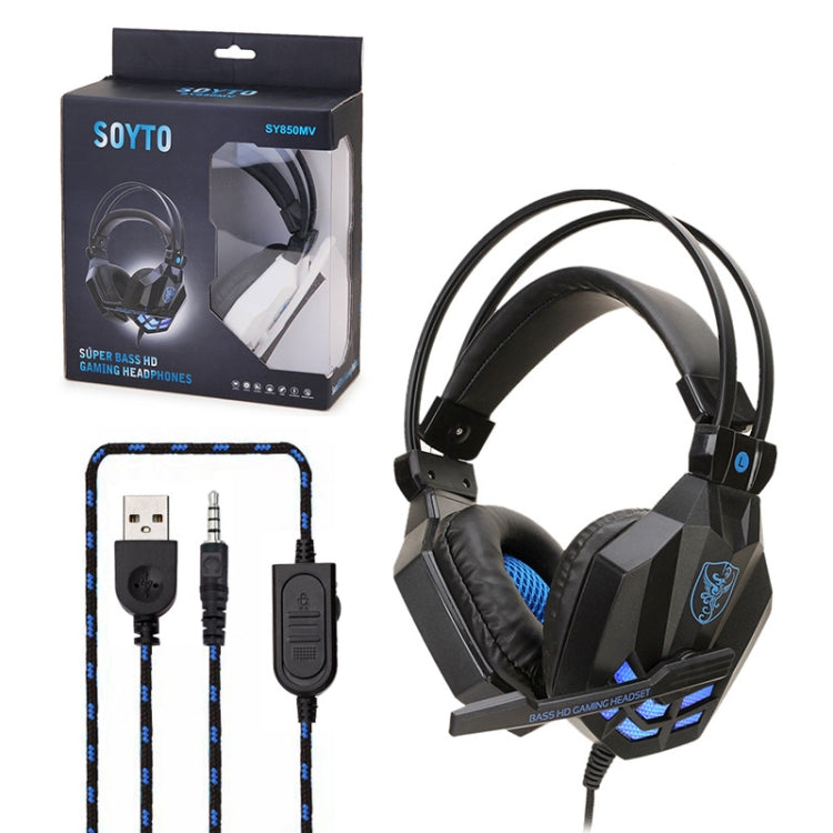 Soyto SY850MV Luminous Gaming Computer Headset For USB (White Blue) - Multimedia Headset by Soyto | Online Shopping UK | buy2fix